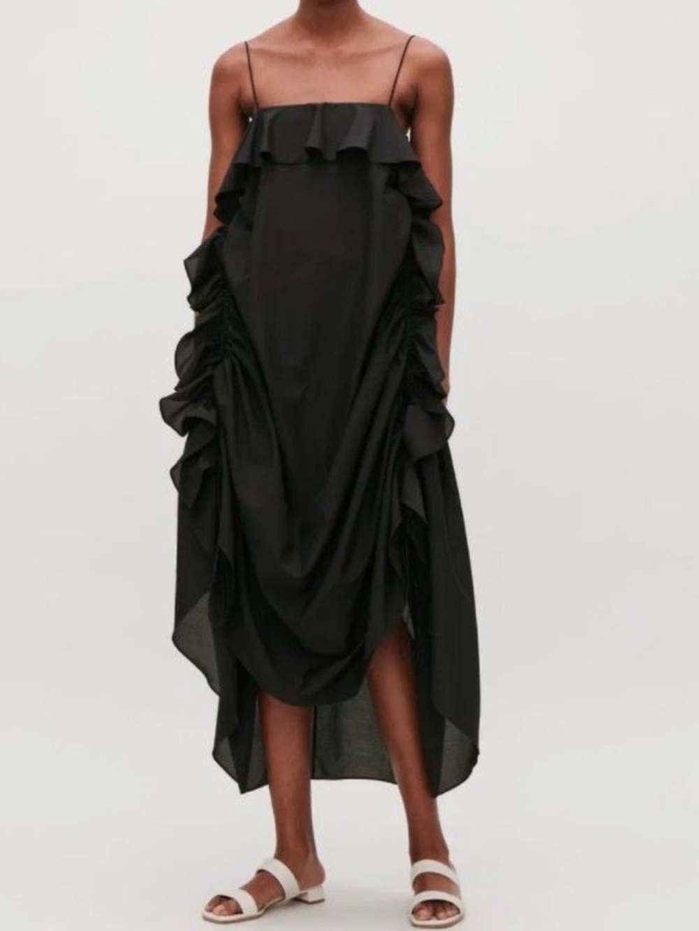 COS - Cotton & Silk Ruffled Midi Dress